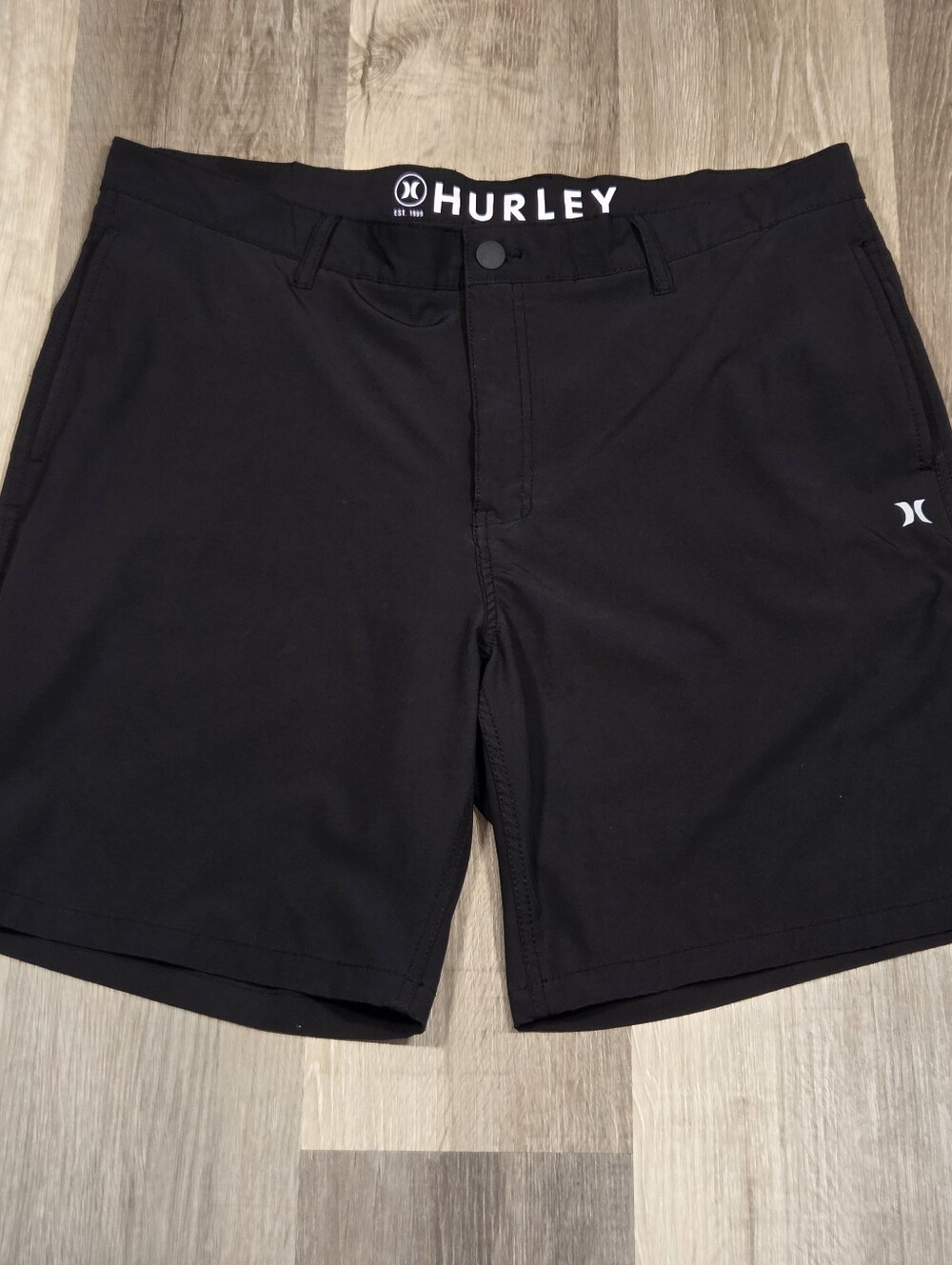 Hurley Shorts Hybrid Walk Black Quick Dry Stretch Reflective Men's Size 38
